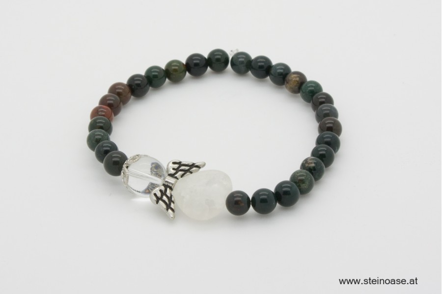 Armband Heliotrop & Engel Bergkristall